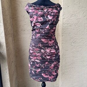 Phase Eight Floral Bodycon Dress 12 (US - 8) Stretch Crinkle Above Knee Occasion